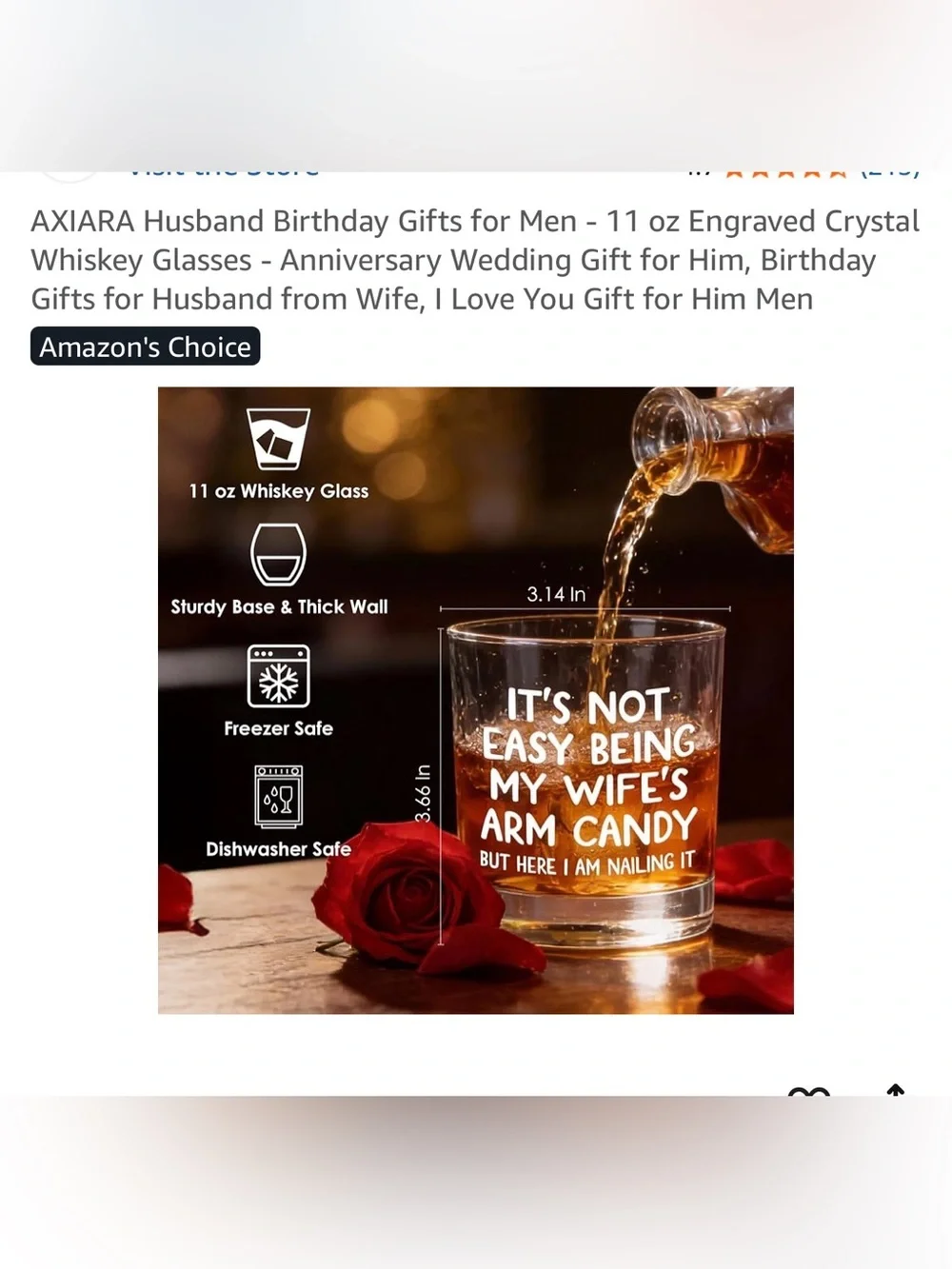 Funny Whiskey Glass for Him- 2 messages on glass